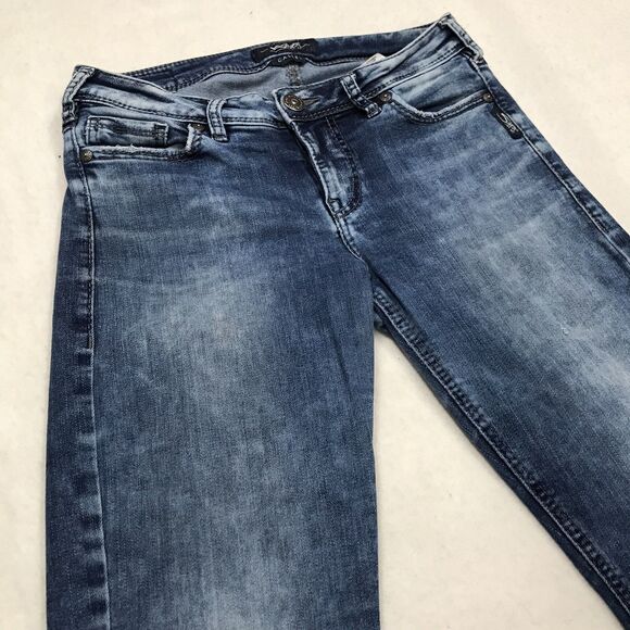 SILVER Calley Boot Jean Women 28x31 Acid Wash Denim Blue Coastal Cowgirl Boho - Picture 6 of 16